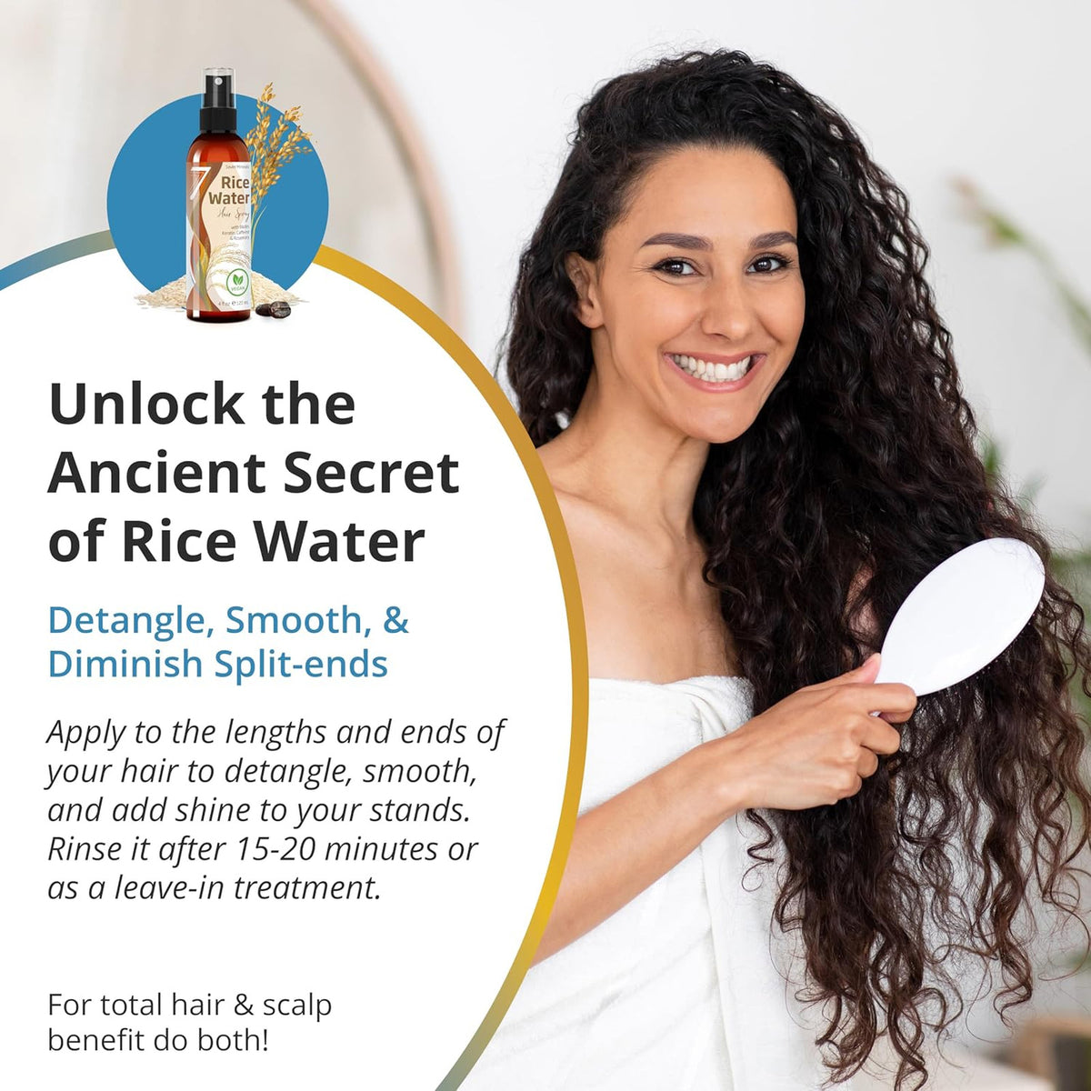 Fermented Rice Water Hair Growth Spray with Rosemary & Biotin