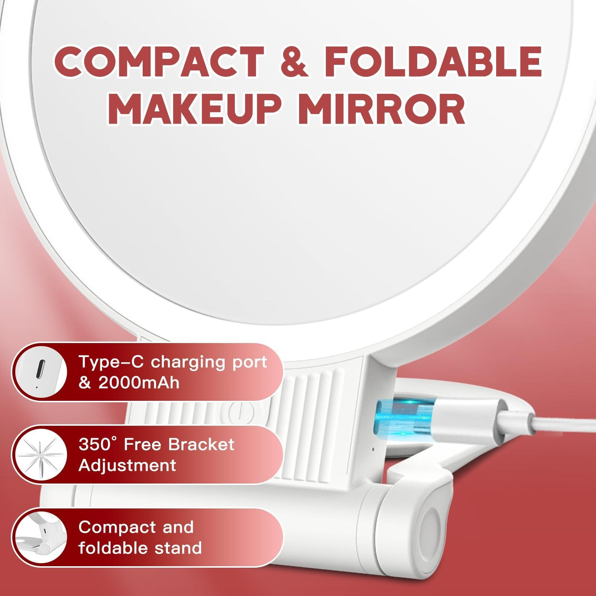 Adjustable 1X/30X Lighted Makeup Mirror with Brightness Control