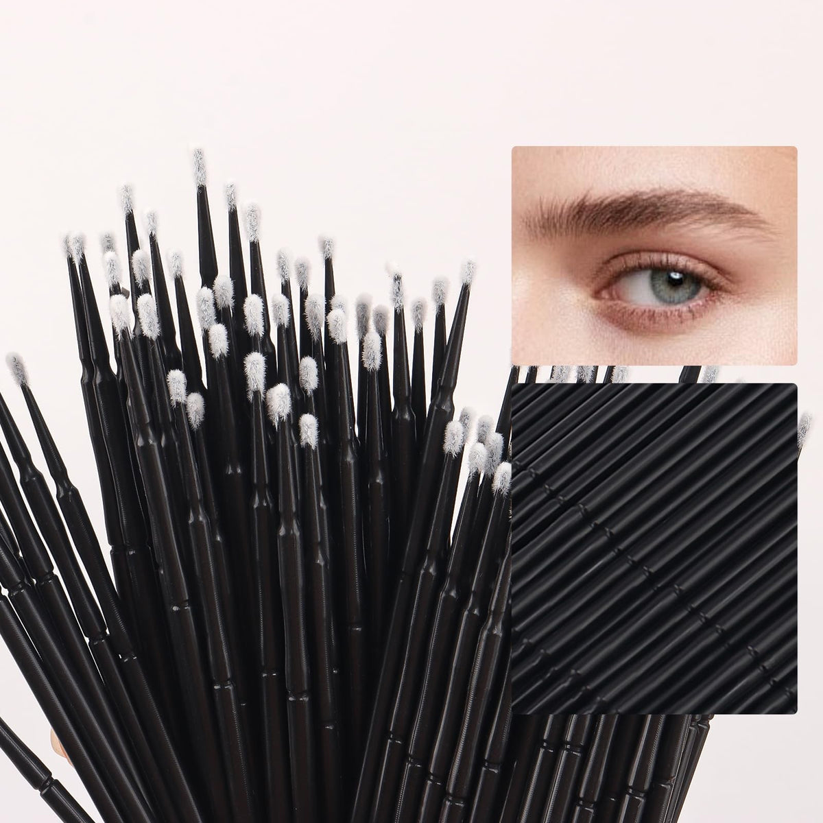Disposable Micro Applicator Brushes for Makeup & Eyelash Grafting - 100 Black