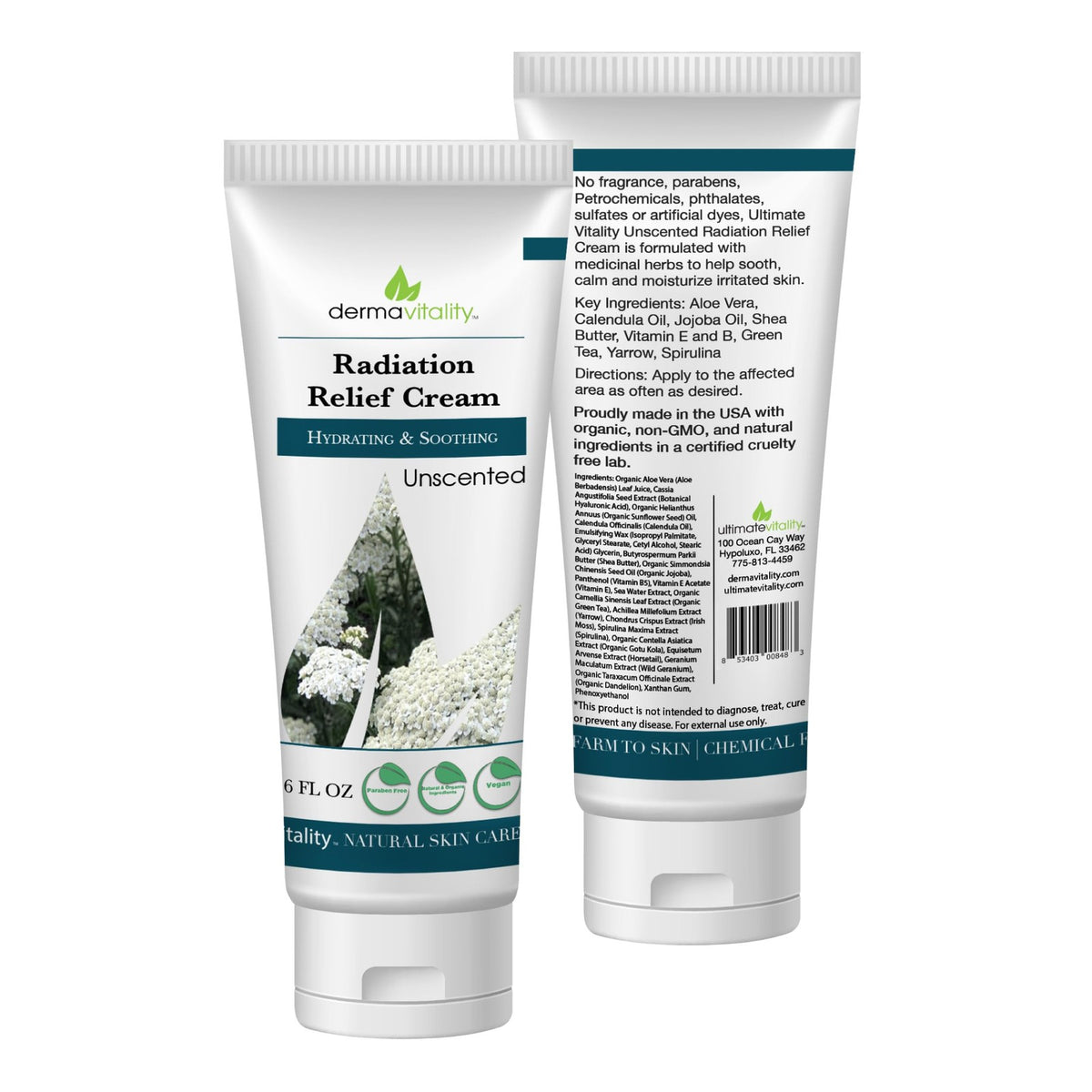Radiation Burn Relief Cream - Unscented, Soothing, 6 oz