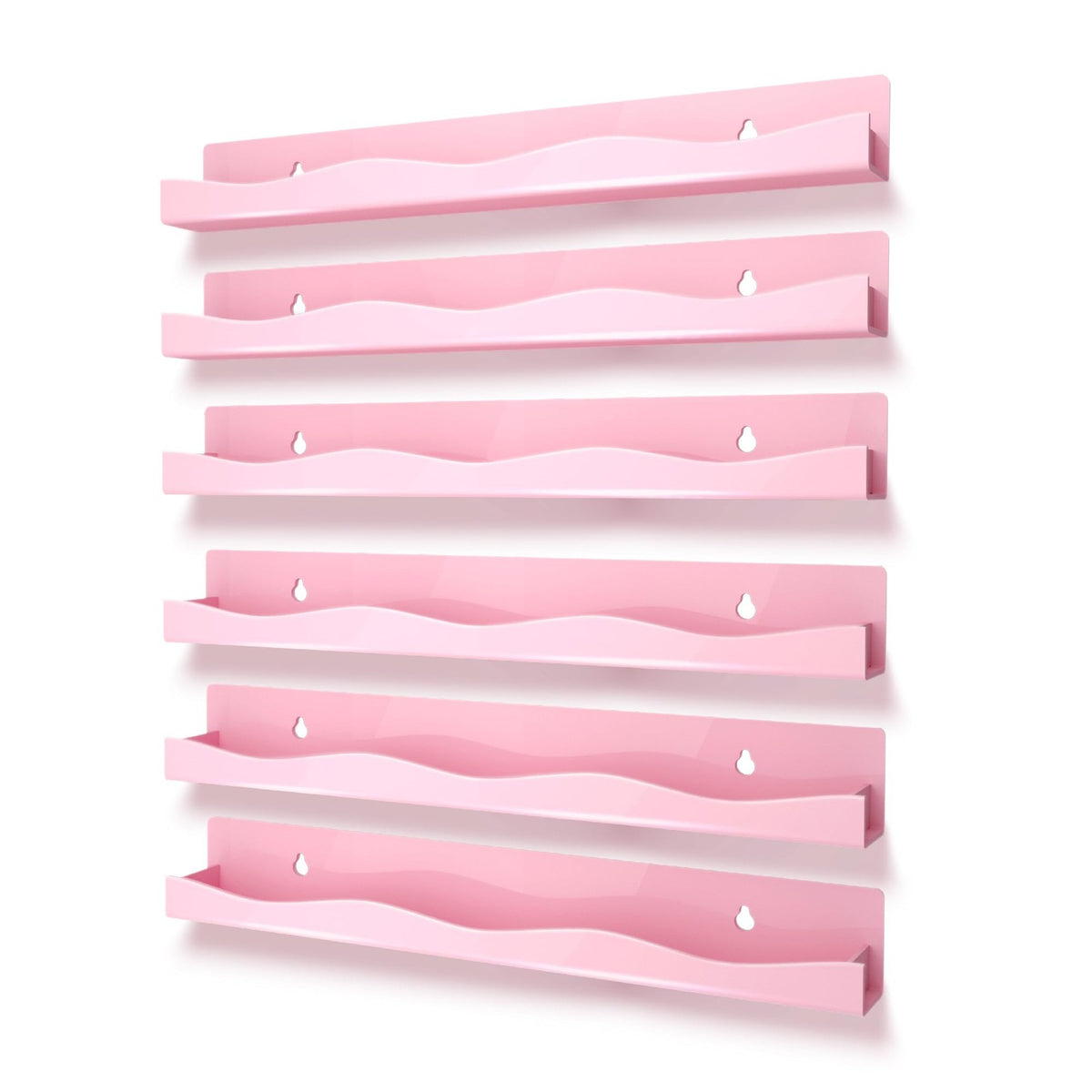 Pink 15 Inch Wall Mounted Nail Polish Shelf Holds 66-90 Bottles