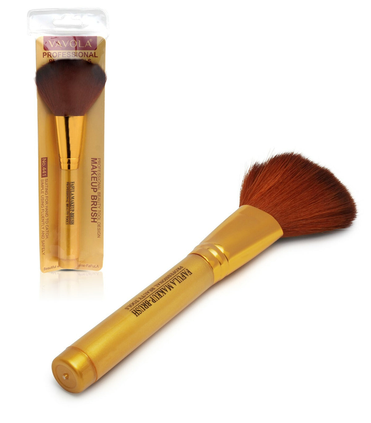 Multi-Purpose Makeup Brush No. 441 - Soft Bristles, Stylish Gold Handle