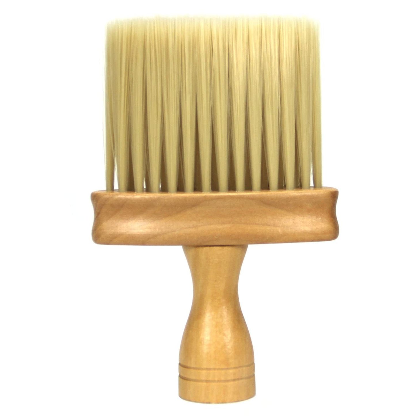 Professional Hairdressing Neck Dusting Brush Wooden Handle Light Brown