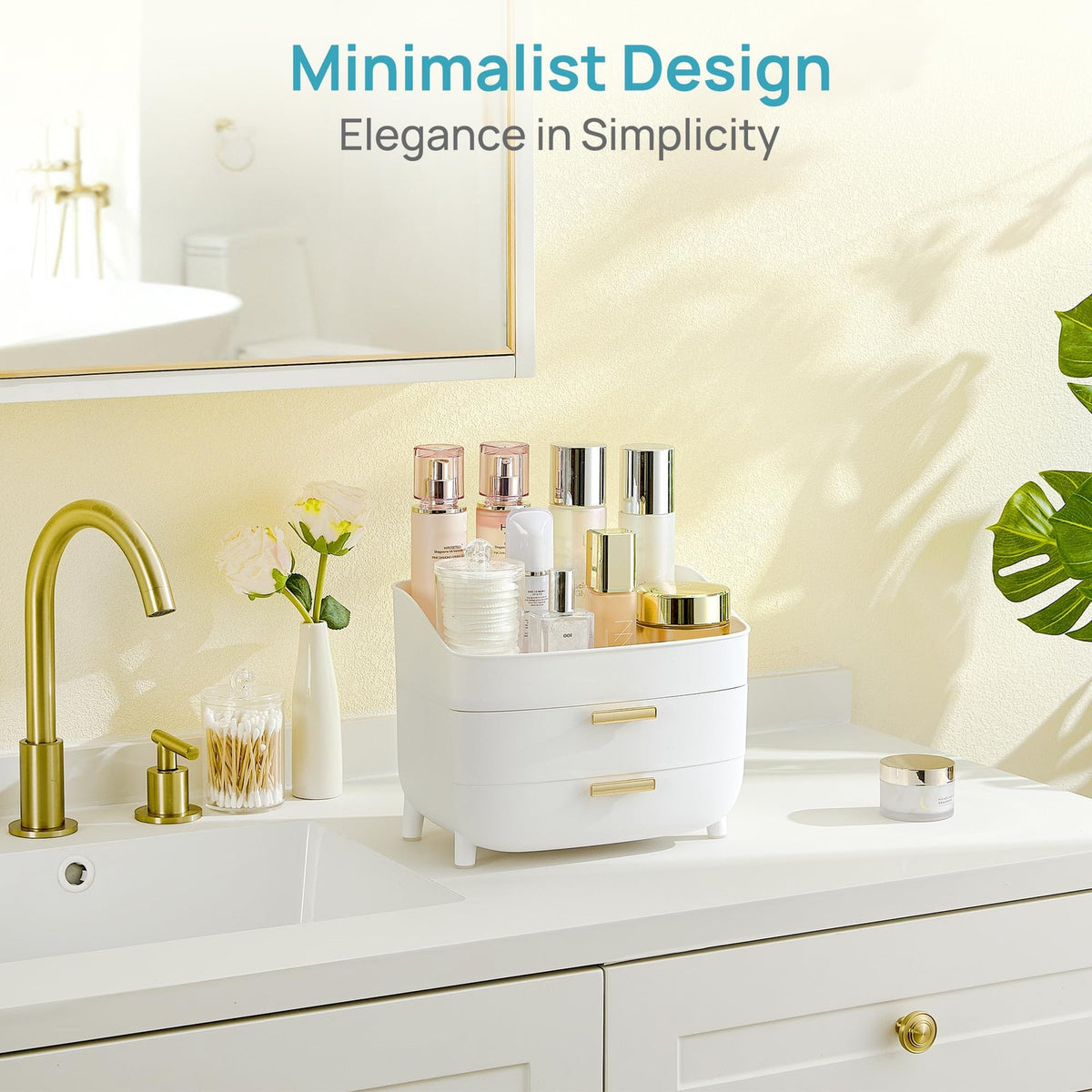 3-Tier Makeup Organizer with Drawers for Vanity and Bathroom