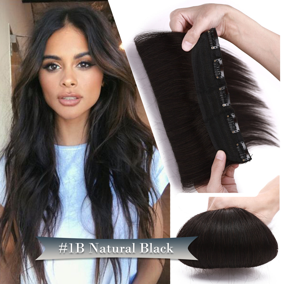 Clip-In Hair Extensions One Piece Full Head Remy Human Hair - Multiple Colors & Lengths