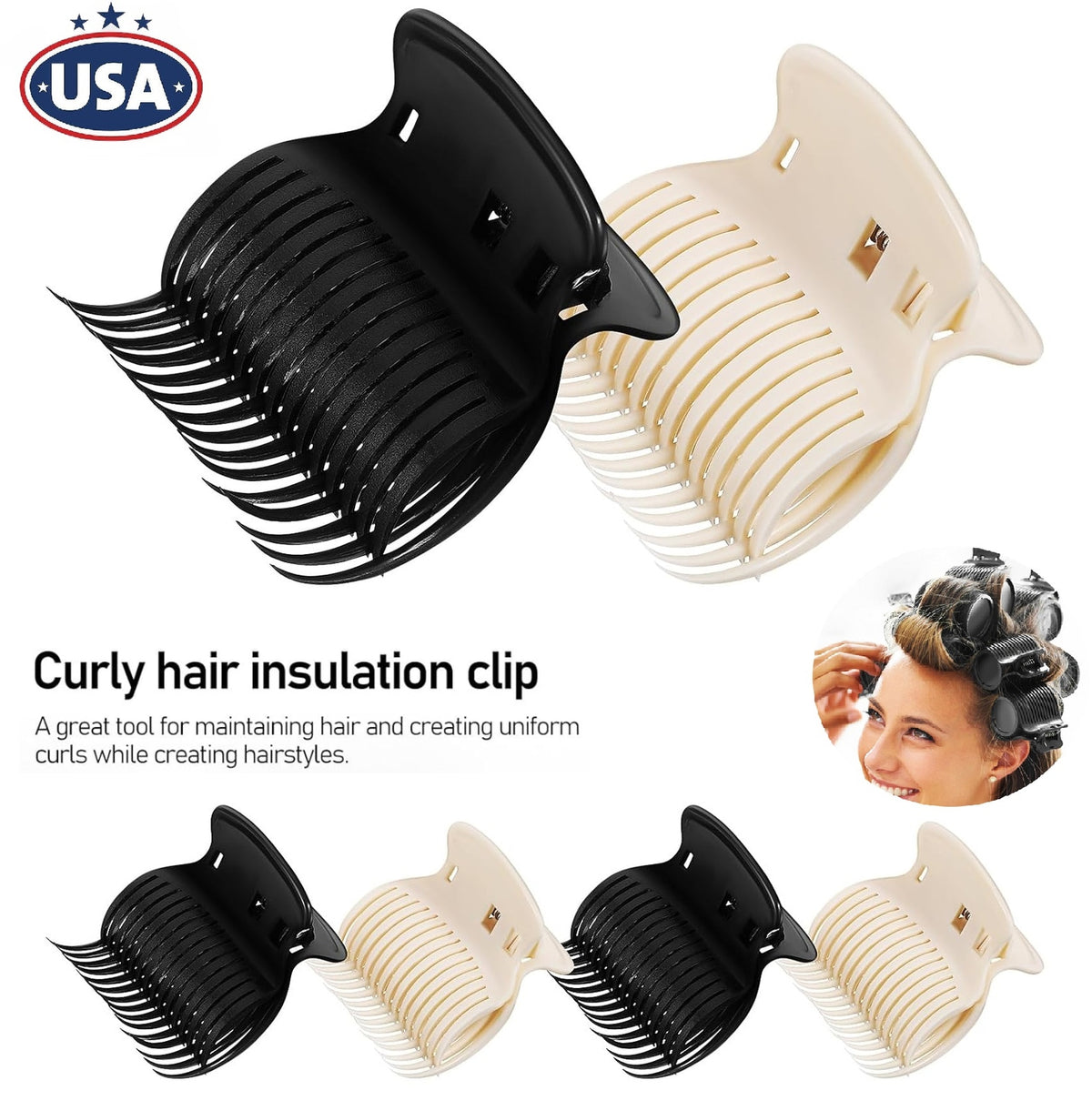 12-Pack Hot Hair Roller Clips Claw Hair Curlers Insulation for Styling