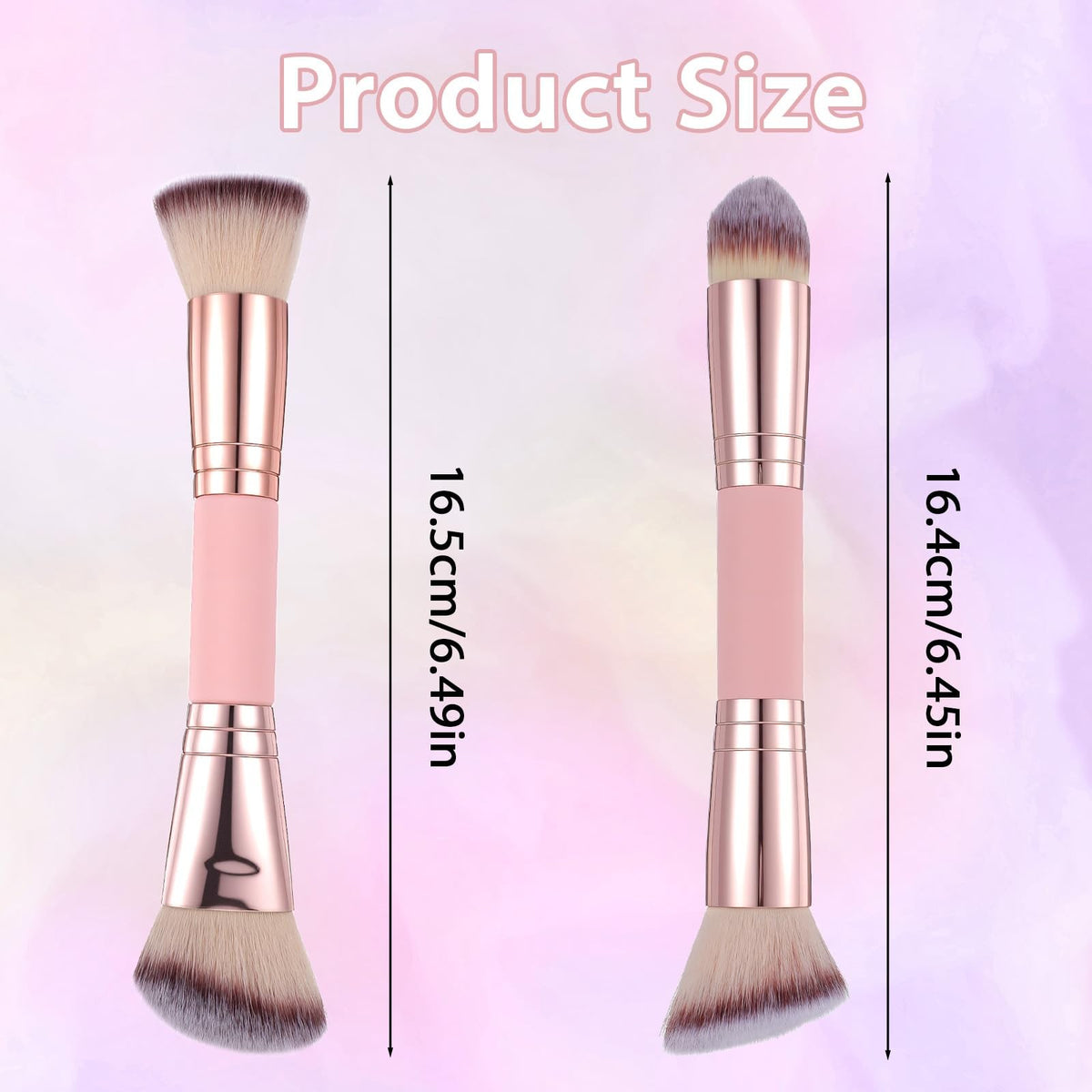 Dual-Ended Foundation Makeup Brushes Set for Liquid, Cream & Powder Blending