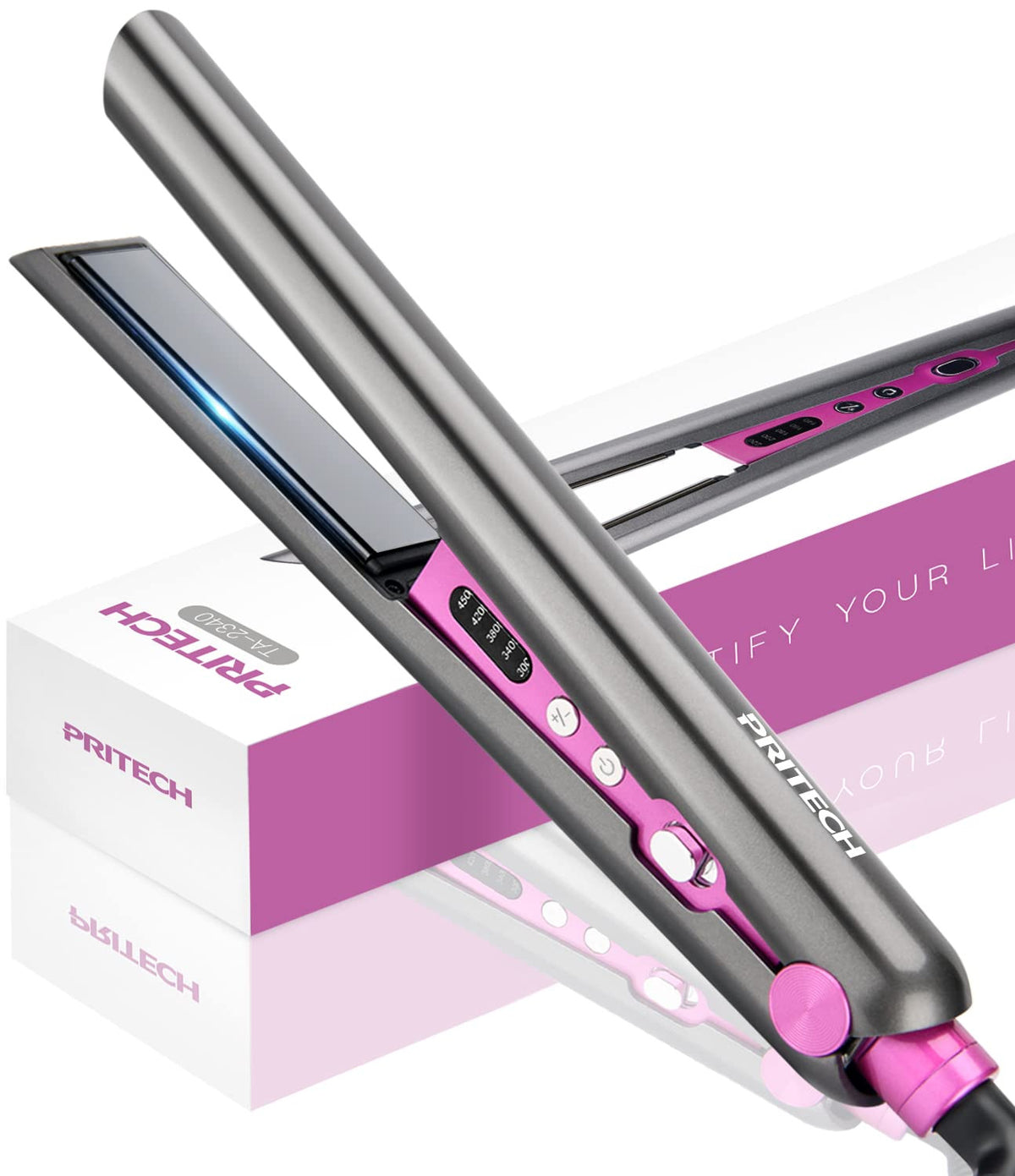 Ceramic Hair Straightener & Curling Iron 1 Inch Flat Iron with Digital Temp Control