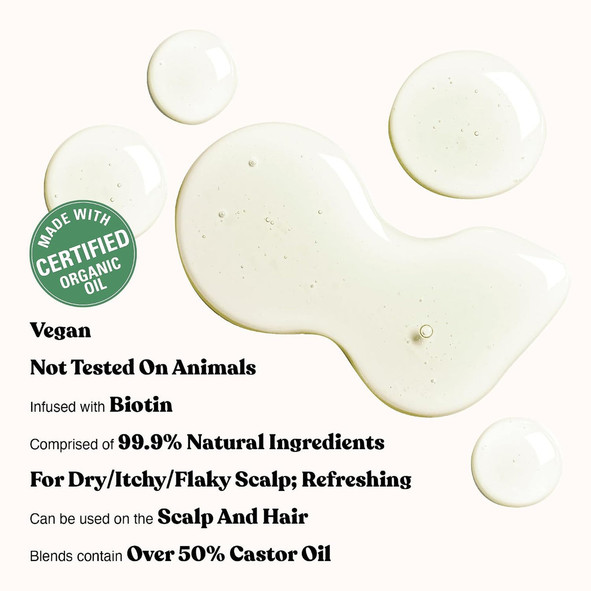 Organic Vegan Hair Oil with Biotin & Tea Tree for Dry Scalp - 2.5 Fl Oz