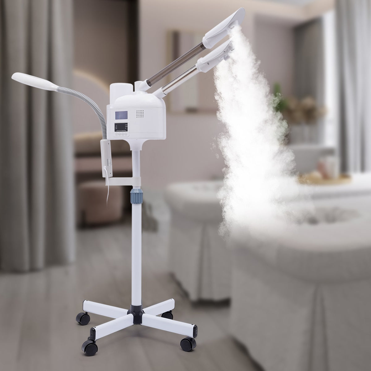 Pro 3 in 1 Facial Steamer 5X Magnifying Lamp Hot& Cold Ozone Machine