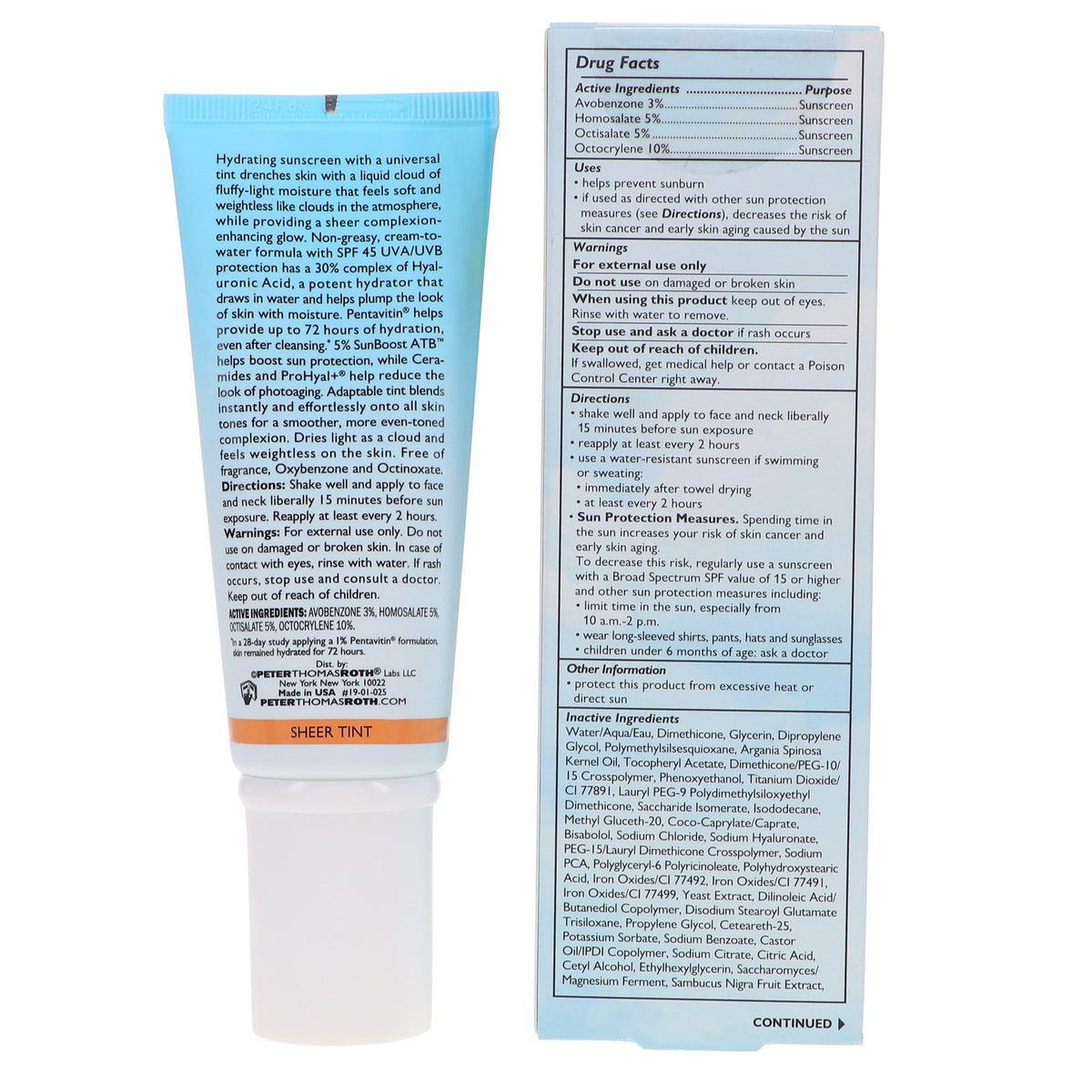Hyaluronic SPF 45 Moisturizer with Sheer Tint - Water Drench