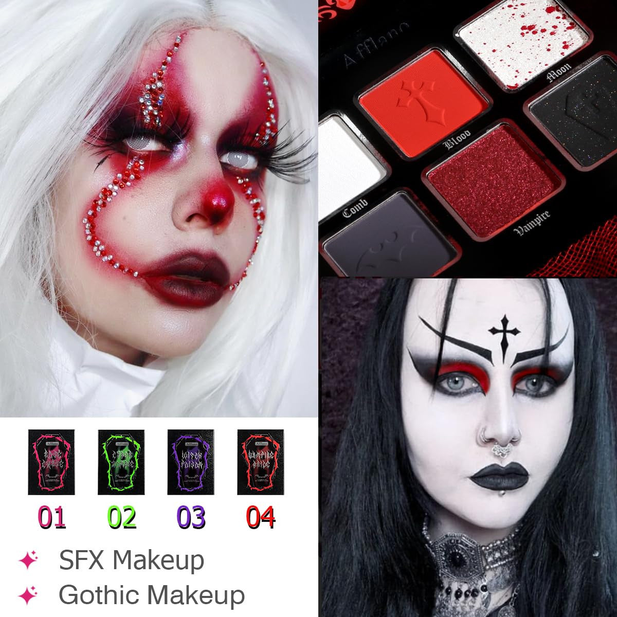 Goth Eyeshadow Palette Vampire Blood Red & Black Smoky Makeup