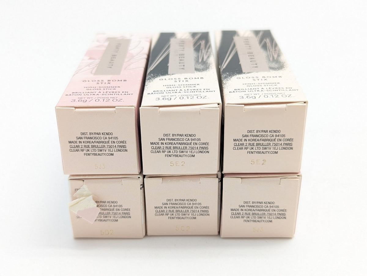 Lip Gloss Sticks Lot of 6 - Fenty Beauty Gloss Bomb Fu$$y Riri & More