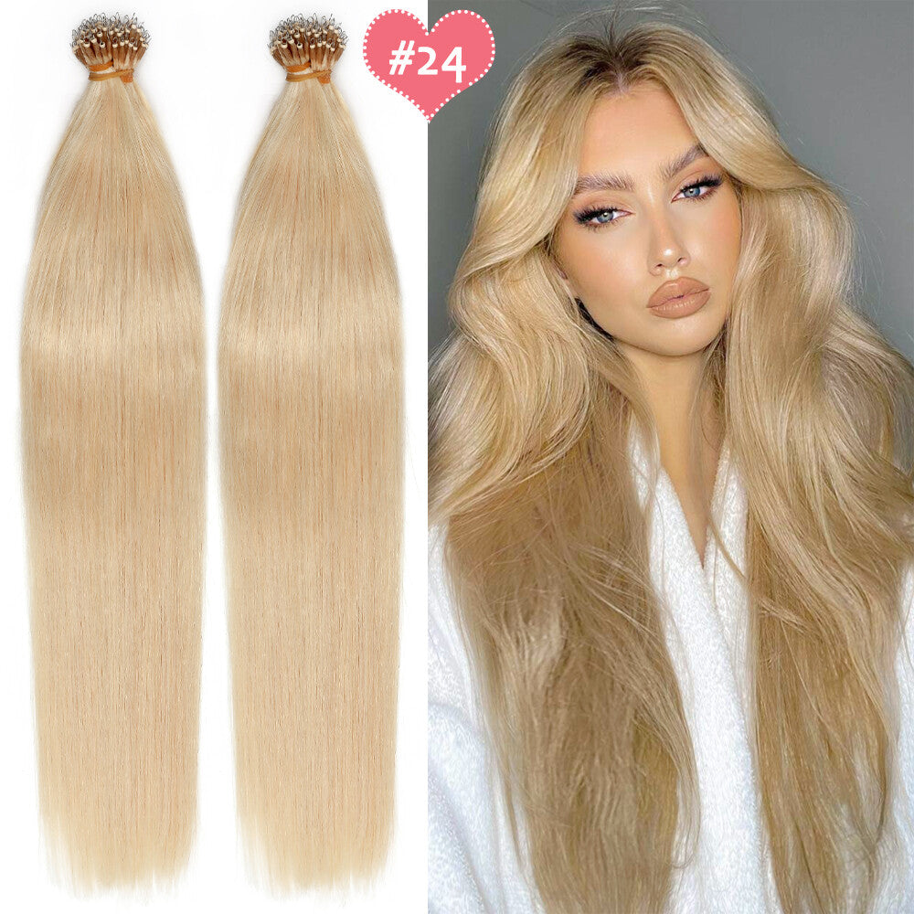 Beads Hair Extensions Nano Bean Remy Micro Loop Link I Tip - Multiple Colors & Lengths