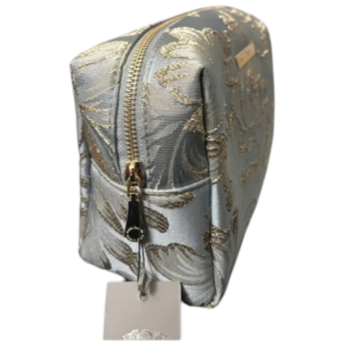 Vince Camuto Gray & Gold Floral Cosmetic Bag with Gold Zipper
