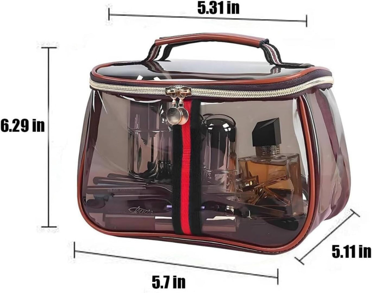 Large Waterproof Retro Cosmetic Organizer Bag - Transparent Makeup & Travel Storage
