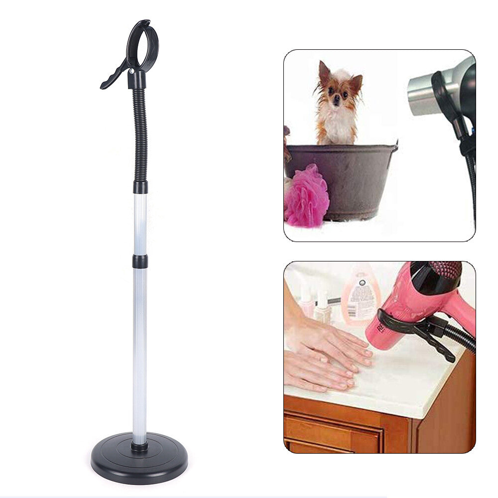 Retractable Hair Dryer Stand Holder with 360° Rotation - Hands-Free Mount
