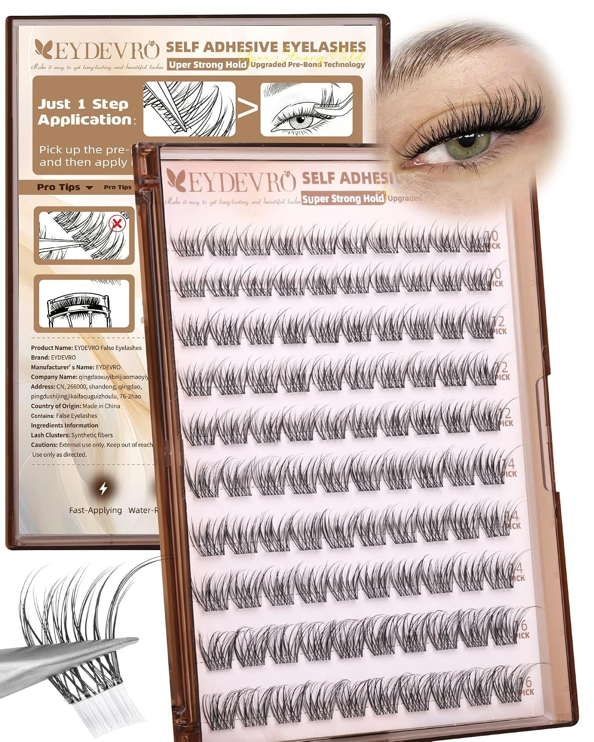 Self Adhesive Eyelashes Wispy Clusters Long-Lasting Waterproof Natural Look