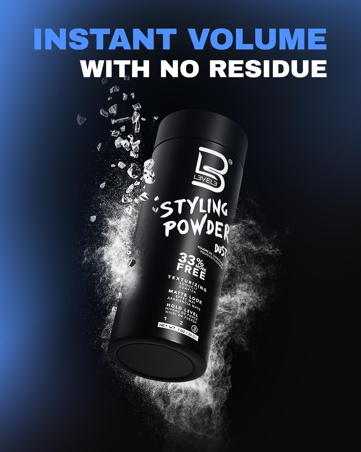 Men's Styling Hair Powder - Natural Matte Finish, No Oily Residue, Medium Hold