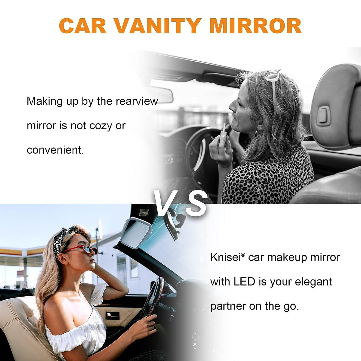 LED Lighted Car Sun Visor Vanity Mirror with Adjustable Brightness