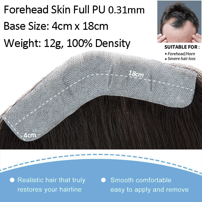 Men's Receding Hairline Toupee with Human Hair & Skin PU Base