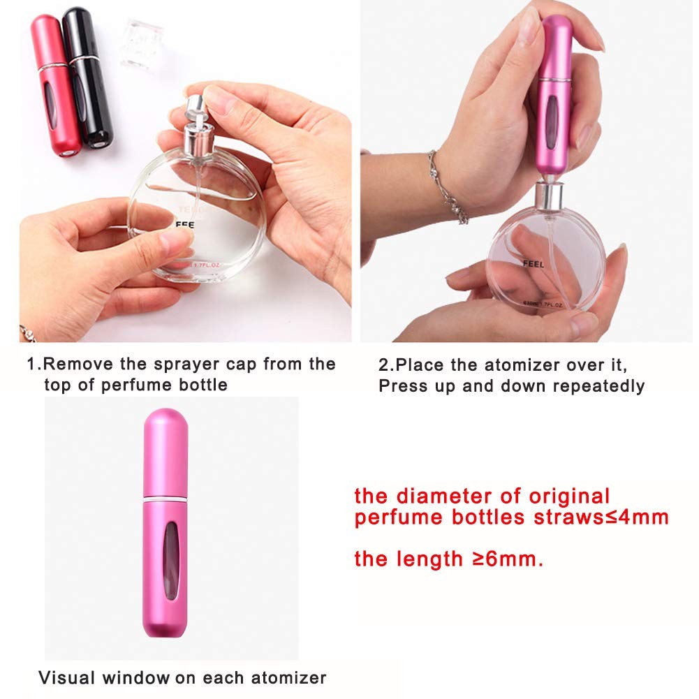 Refillable Perfume Atomizer Bottles Set - 5 Pack Travel Scent Sprayers