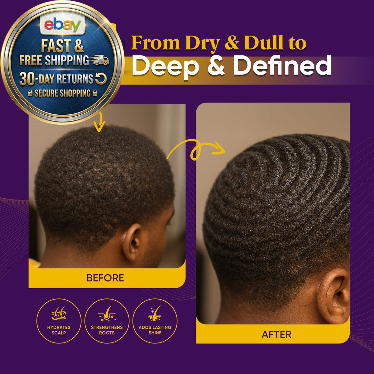 Wave Pomade for Black Men Hair 4 oz Deep Control & Moisture - Cocoa Brown