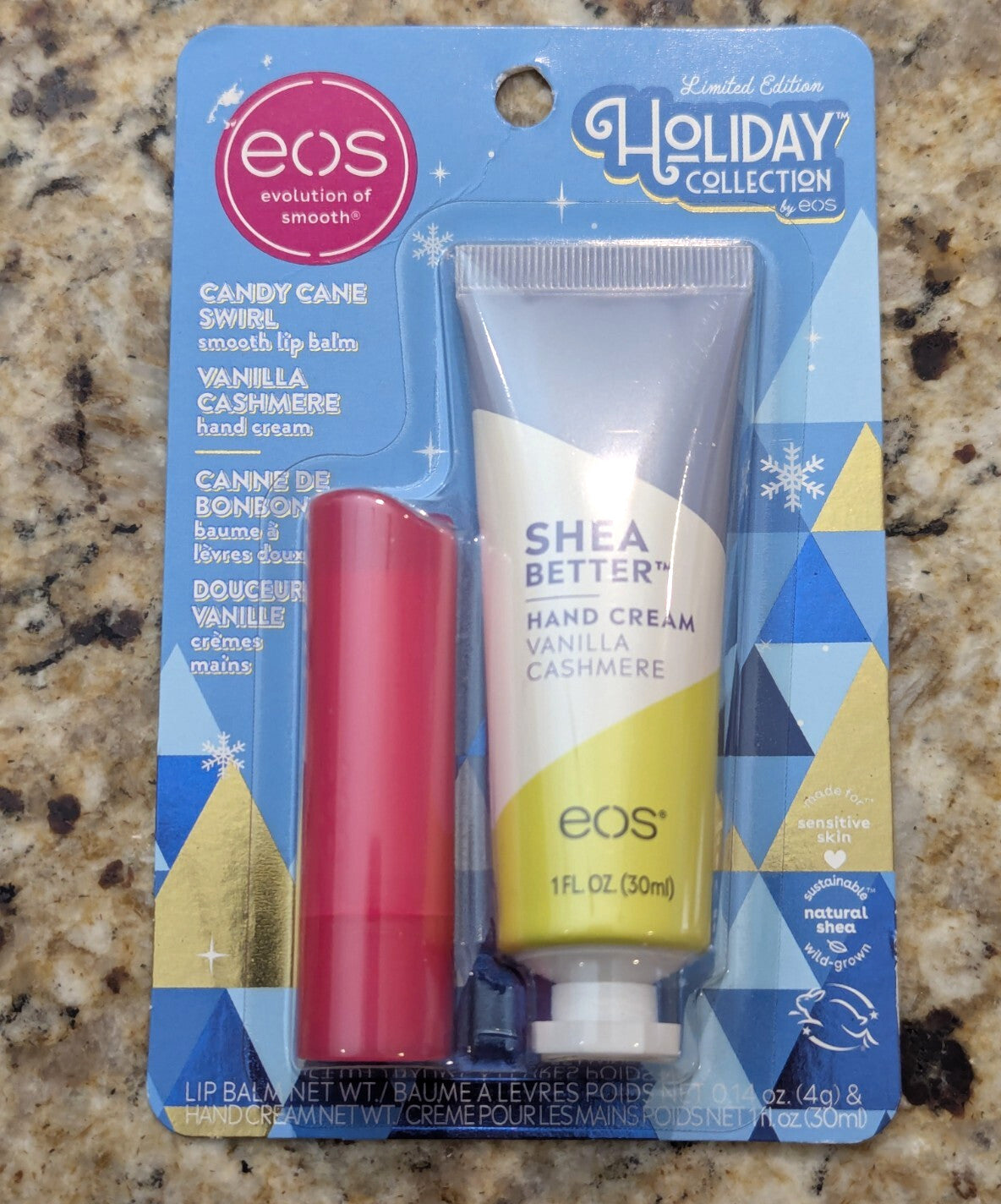 EOS 2-Piece Candy Cane Swirl Lip Balm & Vanilla Cashmere Hand Cream Set