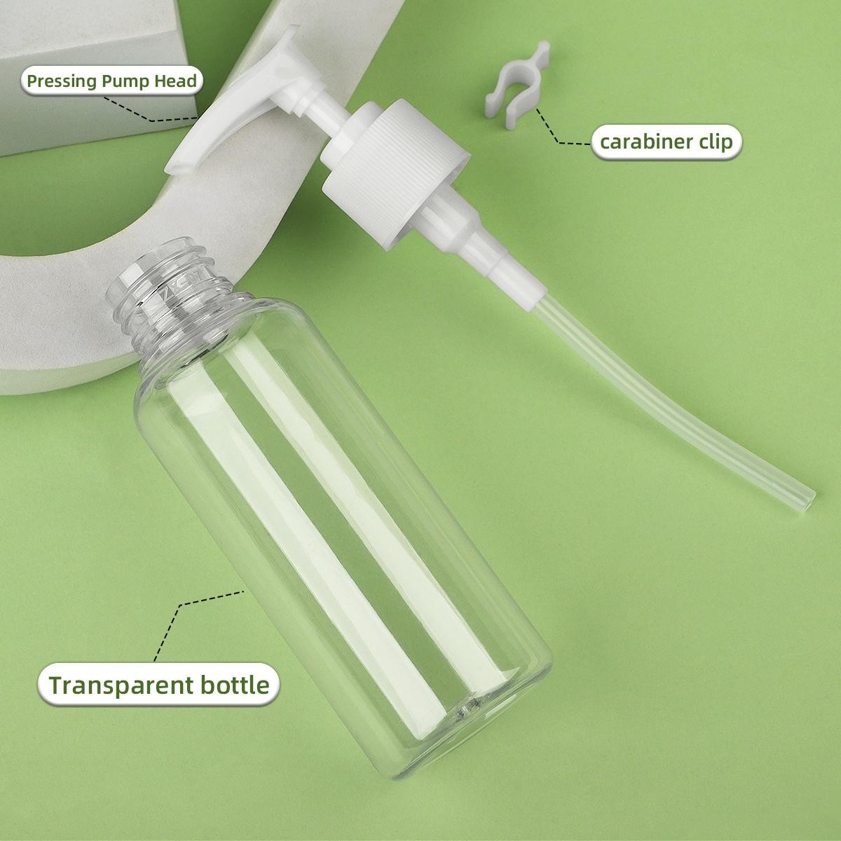100ml Thickened Transparent Buckle Pump Extrusion Bottle Set for Shampoo