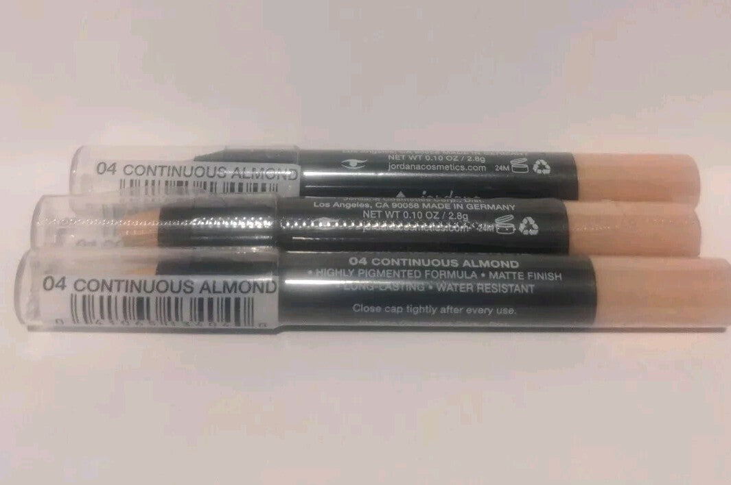 JORDANA 12Hr Long Lasting Eyeshadow Pencil #04 Continuous Almond - Set of 3