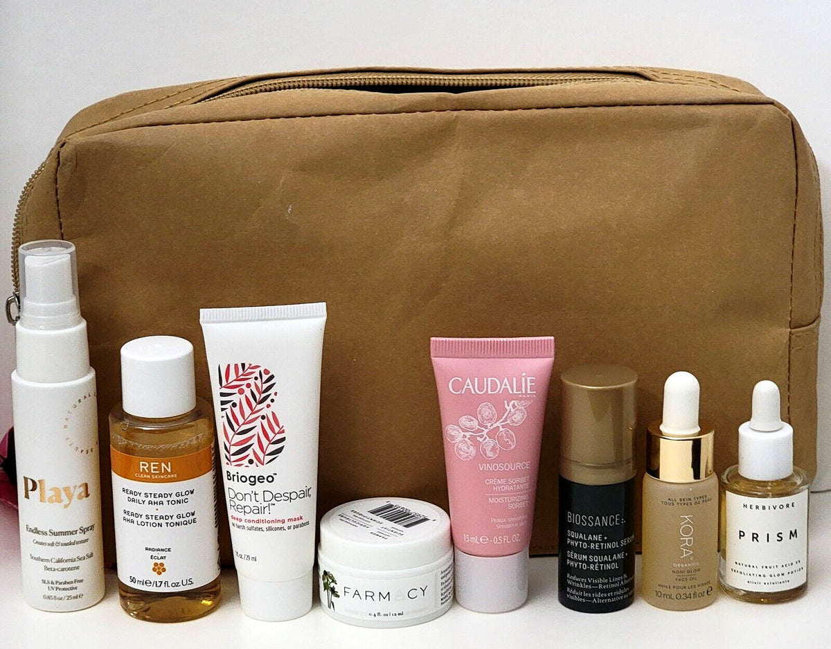 Travel Hair & Skin Care Set with Pouch - 8 Piece Personal Care Kit