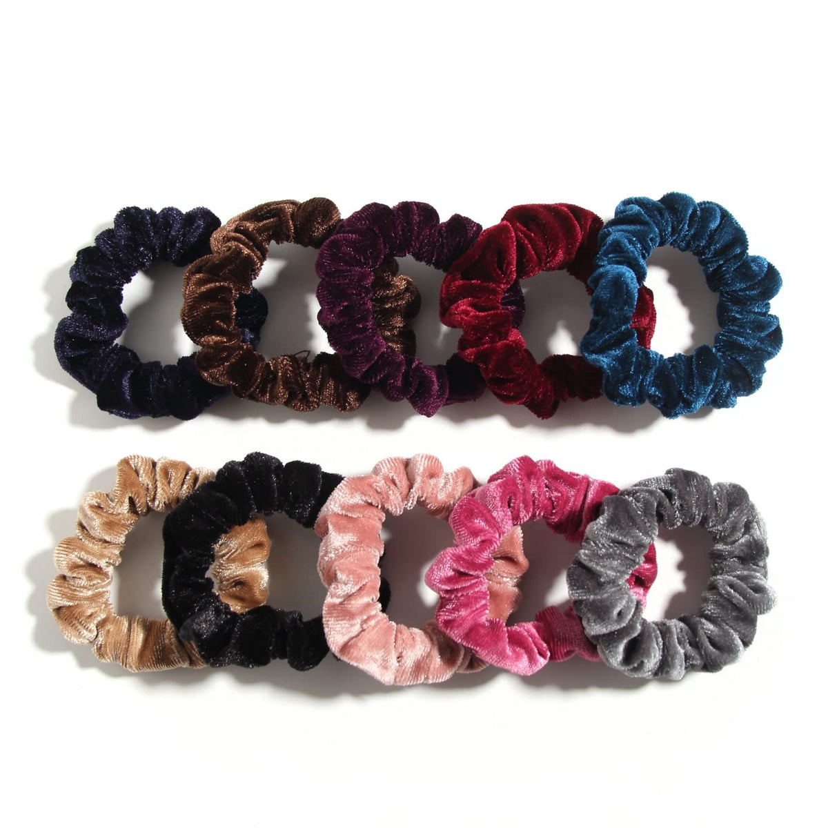 Pack of 10 Small Velvet Scrunchies for Women Count (Pack 1), Mix