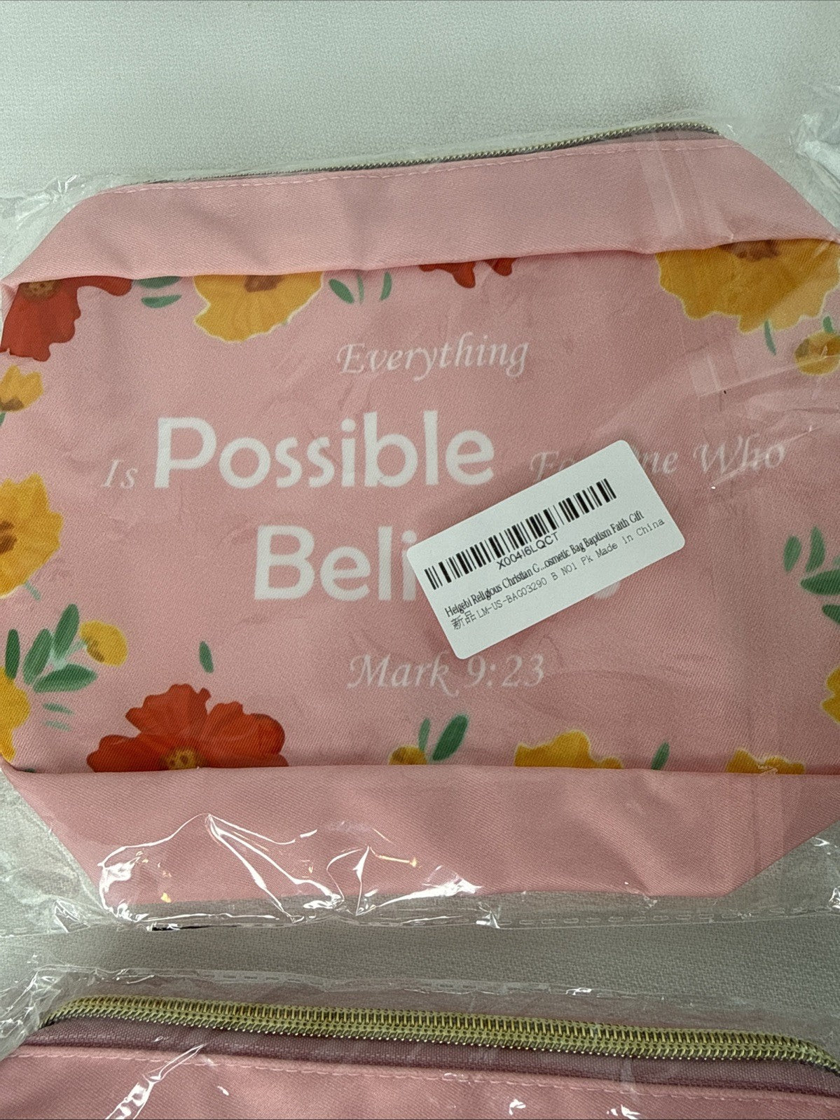 2 Pack Sealed Christian Biblical Makeup Bags - Religious Gift