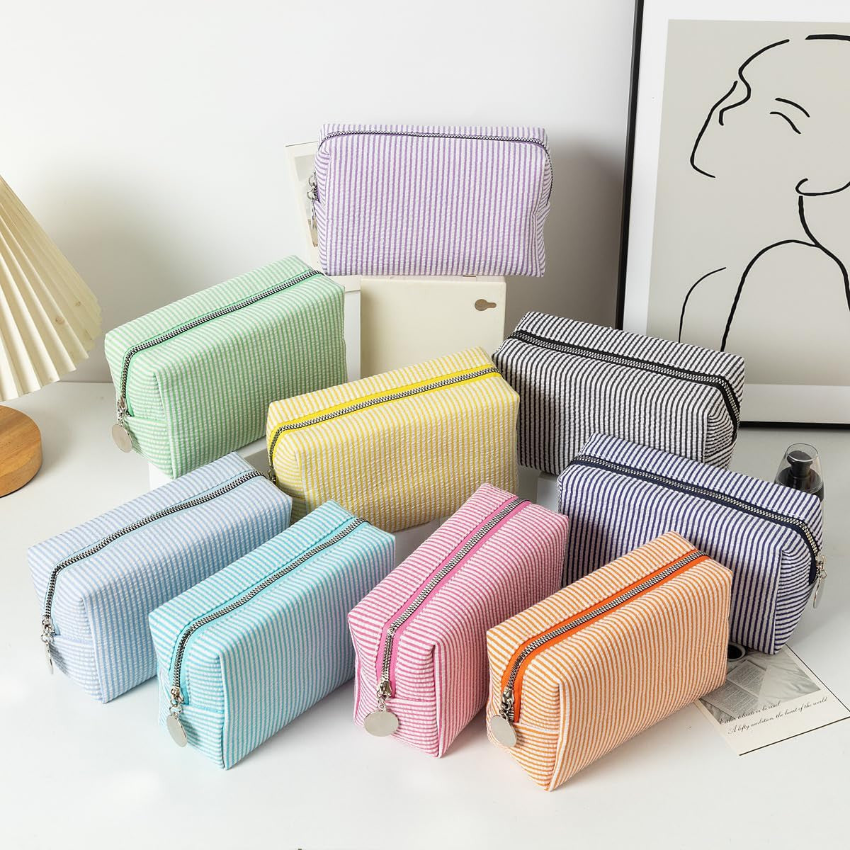 Travel Cosmetic Bag Organizer with Zipper - Canvas Makeup & Toiletry Bag