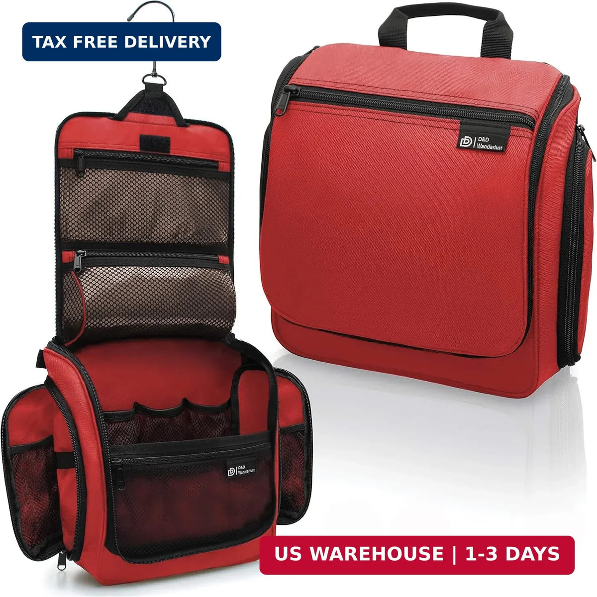 Travel Toiletry Bag with 10 Compartments Water-Resistant Hanging Organizer