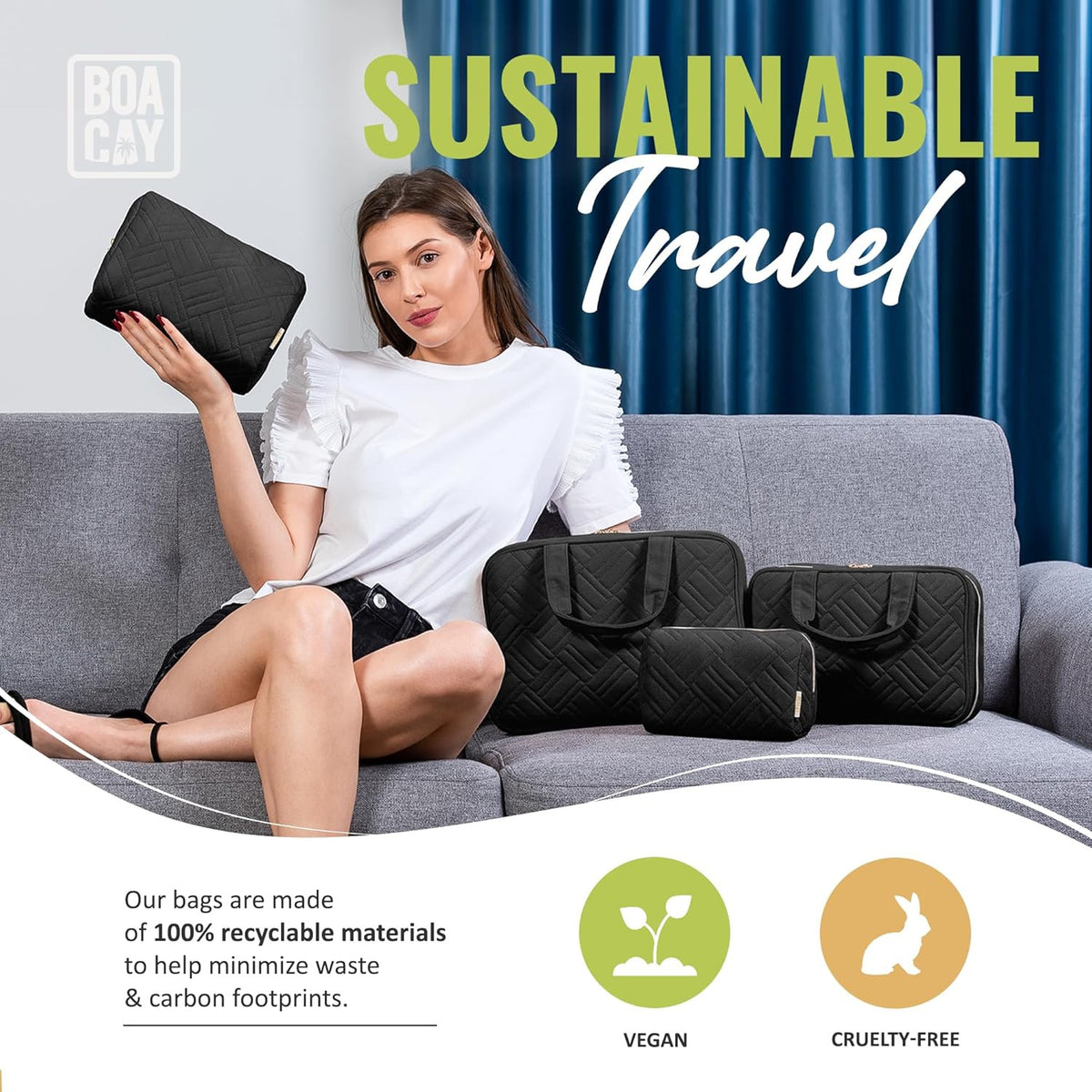Large Travel Makeup Bag with Water-Resistant Compartments for Women