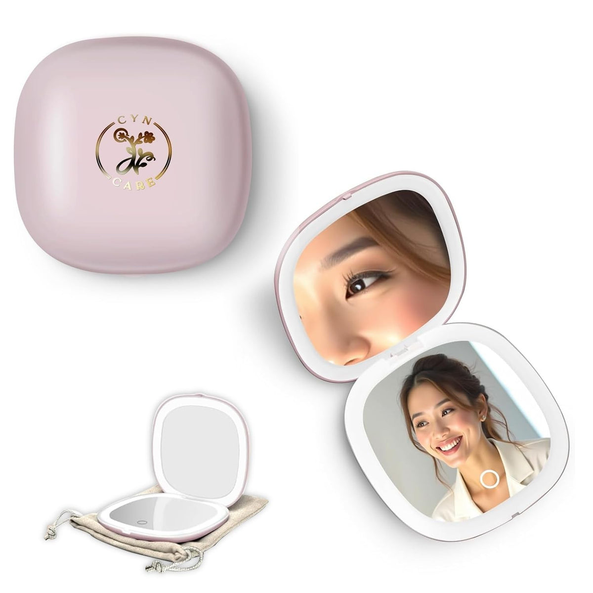 4-Inch LED Compact Mirror with 1x/10x Magnification – Travel Lighted Makeup Mirror