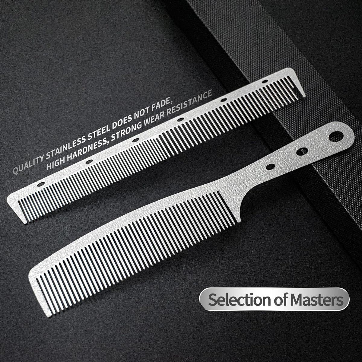 Professional Stainless Steel Fine Tooth Comb Set - Anti-Static, Heat Resistant, Durable Hair Combs for Men & Women
