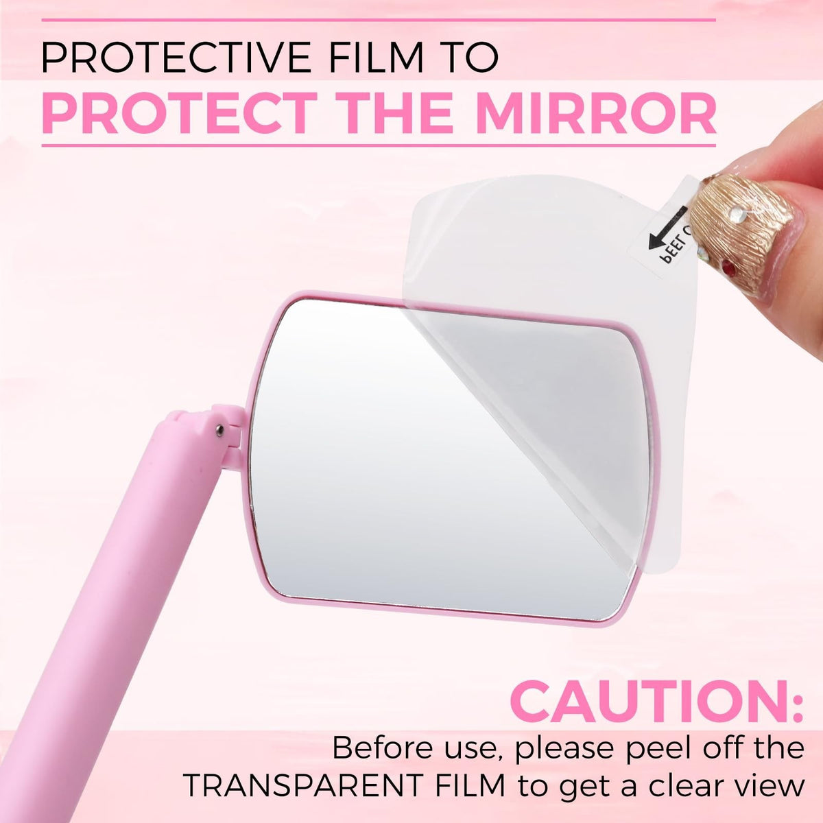 Large Folding Lash Mirror with 260° Rotation for Eyelash Extensions - Portable Pink Eyewear