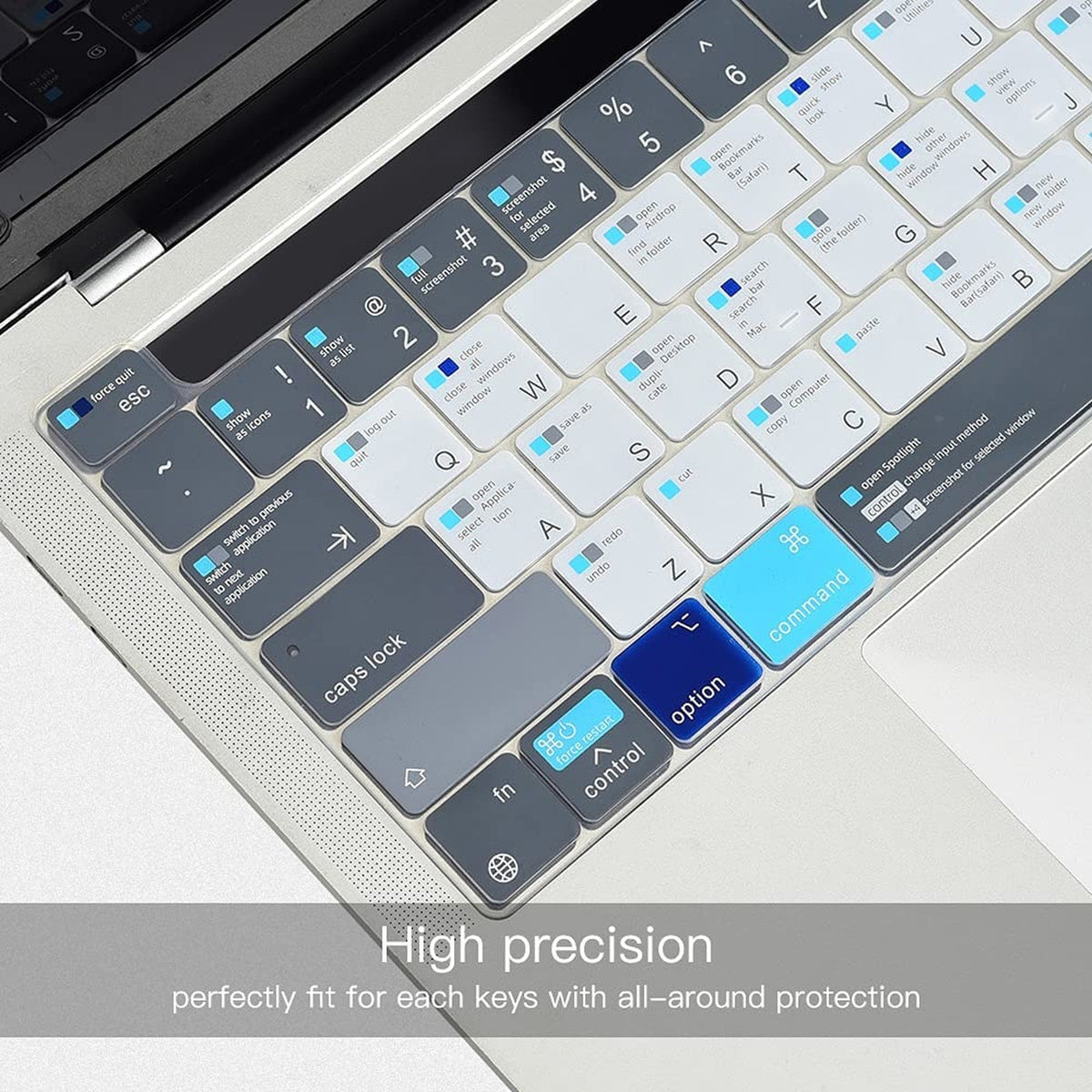MacBook Pro 13 Keyboard Cover Skin with Shortcuts for 2024 M2 & M1 Models