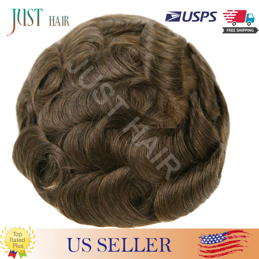Men's Human Hair Toupee Replacement System - Ultra Thin Skin Hairpiece
