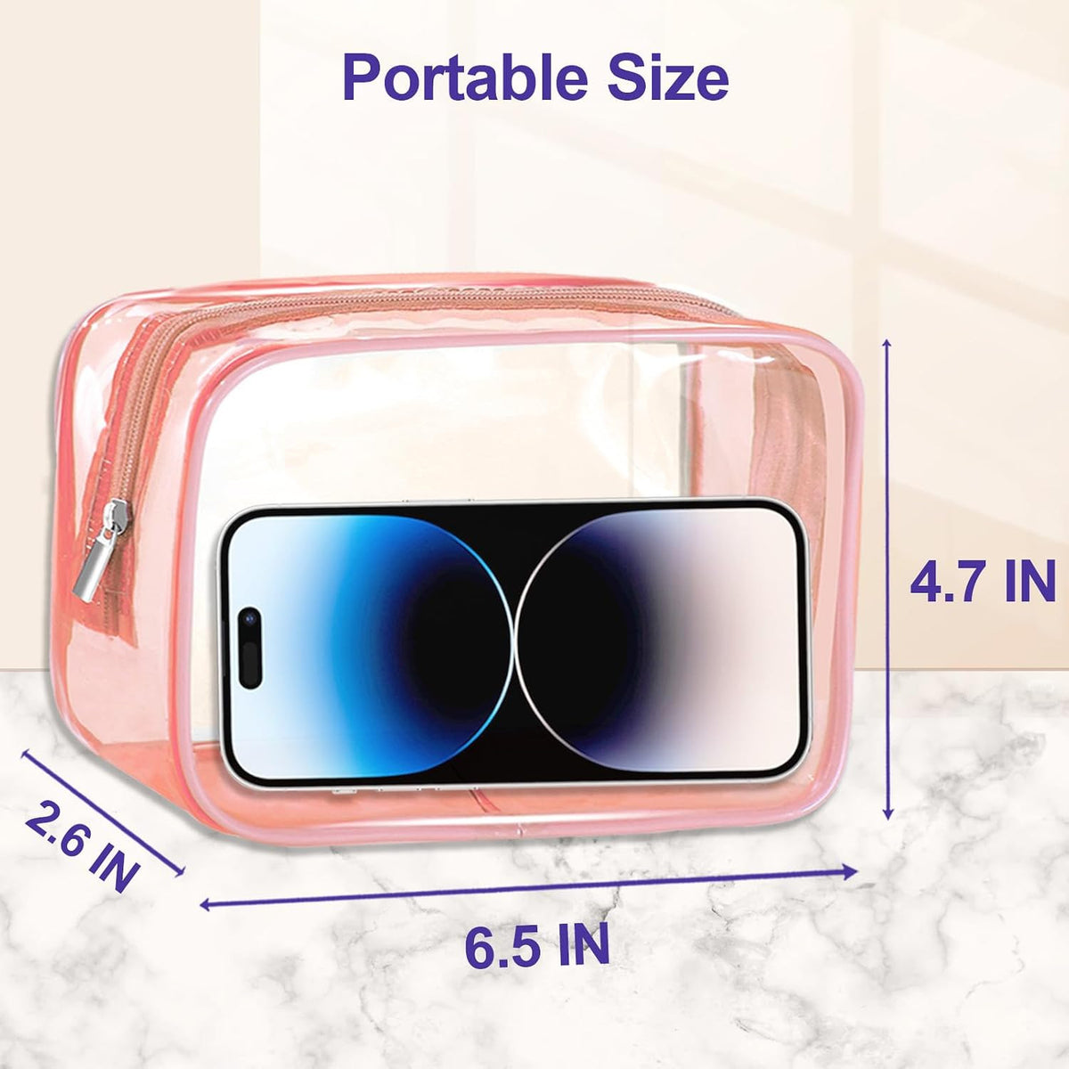Clear Makeup Bags Set of 4 - TSA Approved Waterproof Toiletry Organizer