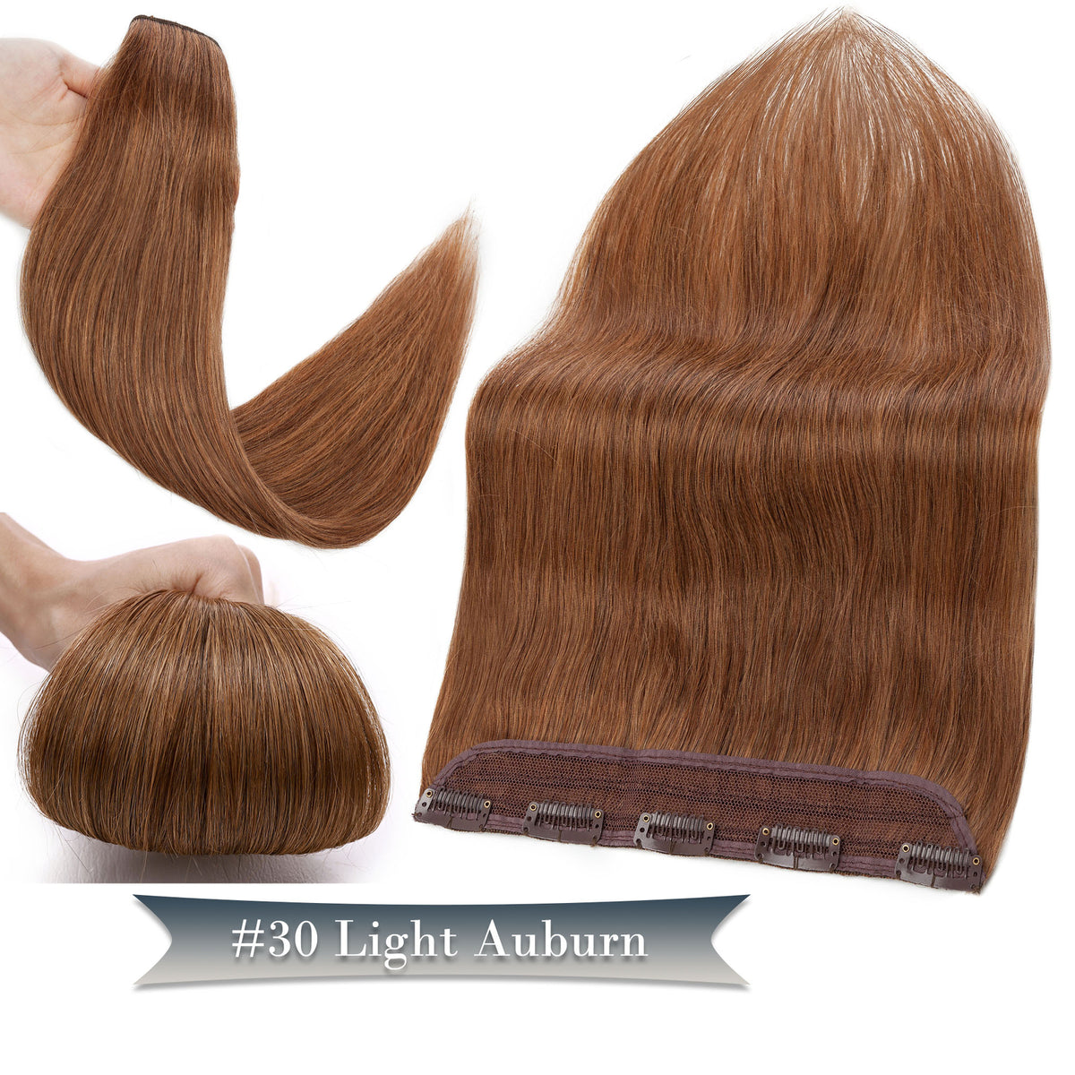 Clip-In Hair Extensions One Piece Full Head Remy Human Hair - Multiple Colors & Lengths