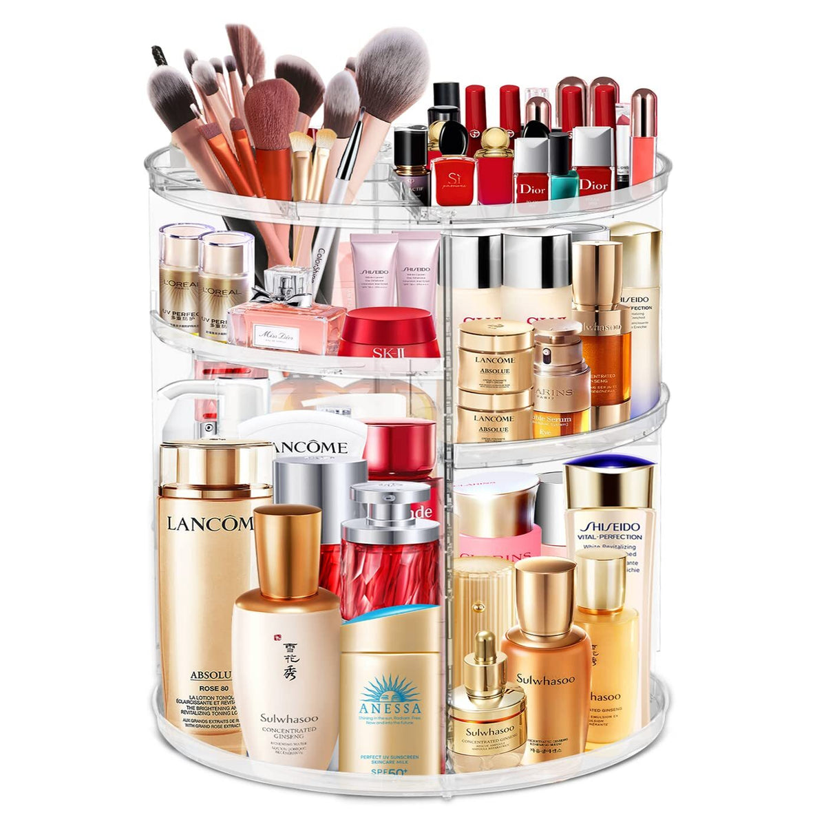 Large Capacity 360° Acrylic Rotation Makeup Organizer with Sturdy Build