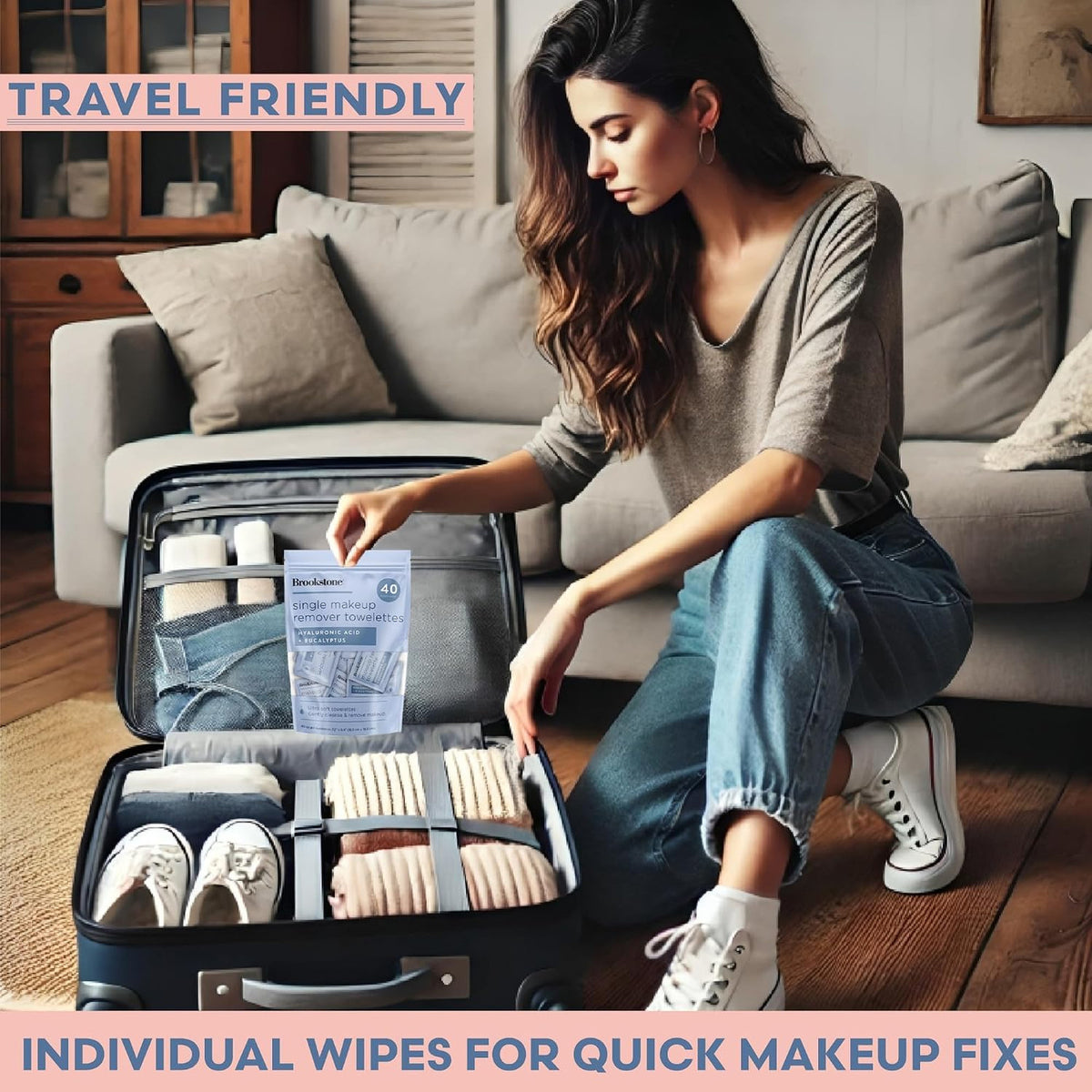 Makeup Remover Wipes - Individually Wrapped Face & Eye Cleansing Towelettes, Sensitive Skin