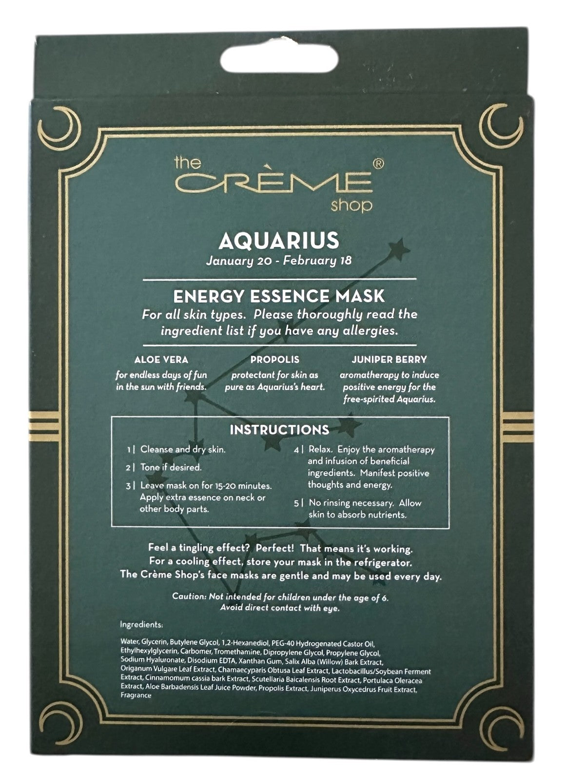Aquarius Energy Essence Face Mask - Aloe Vera & Propolis, 9ct
