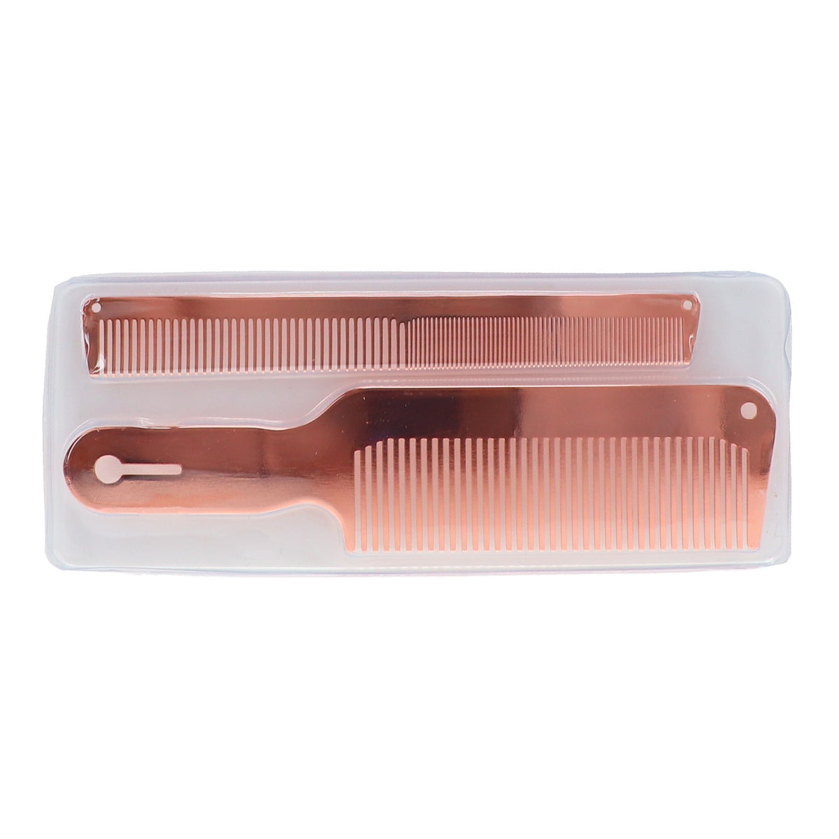 Metal Comb Set for Hair Styling - 2 Pack, Stainless Steel & Rose Gold