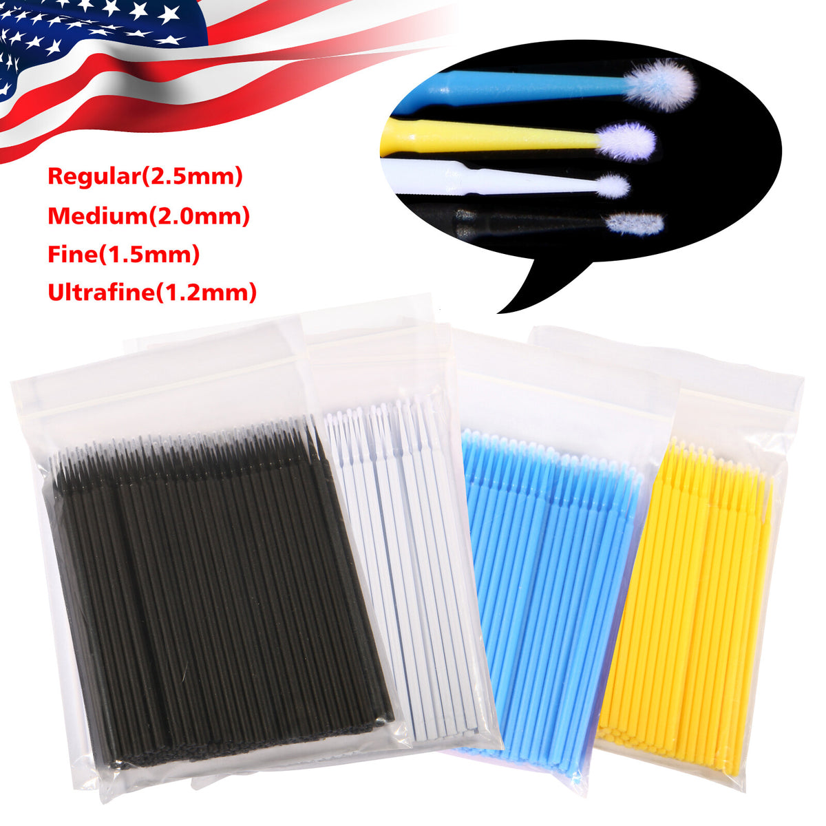 Disposable Micro Brush Applicators for Dental and Makeup Use - 400 Pack