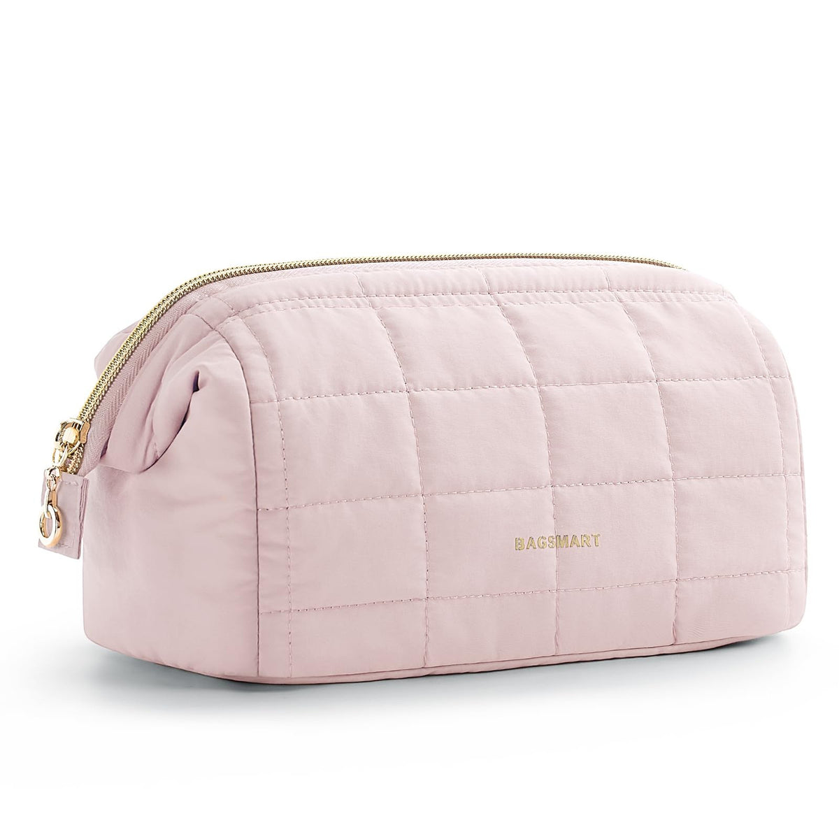 Travel Makeup Bag with Padded Pouch and Multiple Compartments - Sakura Pink