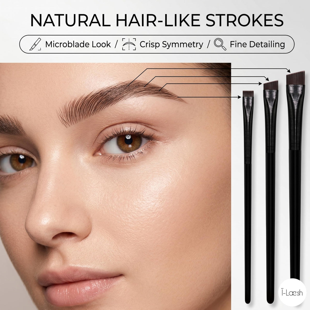 Angled Eyeliner & Brow Brush Set for Micro Strokes - Precision Eyebrow Tint & Eye Shadow Applicators
